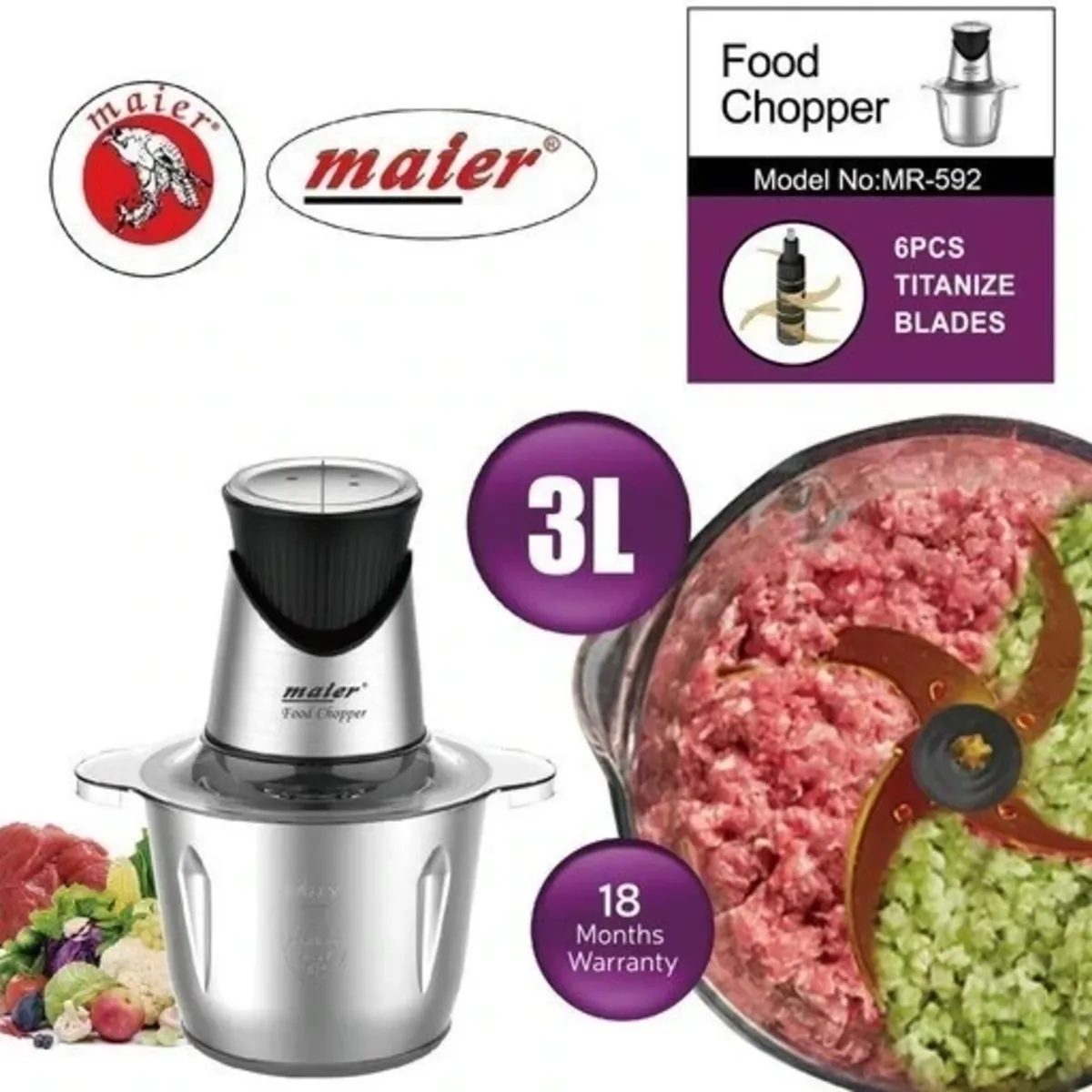 خردکن برقی مایر 3لیتری مدل MR-592